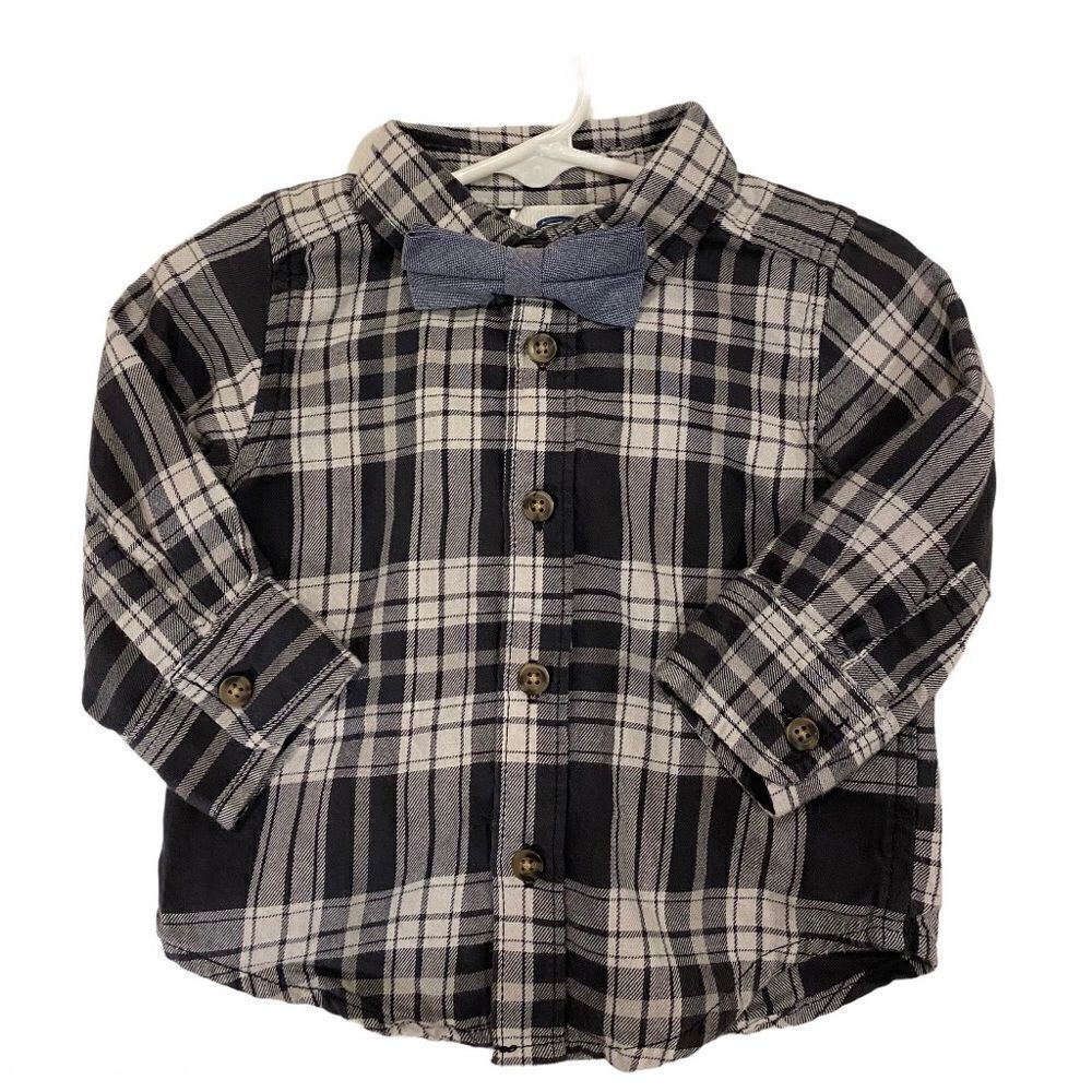 Boys Long Sleeve Button Down Shirt with Bow Tie - Picture 1 of 4